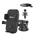 WixGear Universal Phone Holder for Car, Windshield Mount and Dashboard Mount Holder for Cell Phones and Tablets with Long Adjustable Arm (Automatic