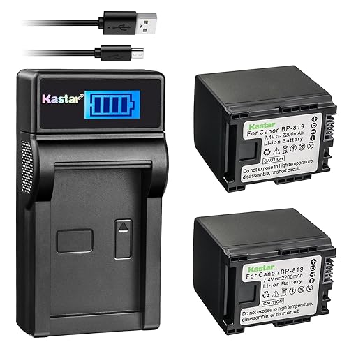 Kastar Battery X2 & Slim LCD USB Charger for Canon BP-819 VIXIA HF10 HF11 HF20 HF21 HF100 HF200 HF G10 HF M30 HF M31 HF M32 HF M40 M41 HF M300 M400 HF