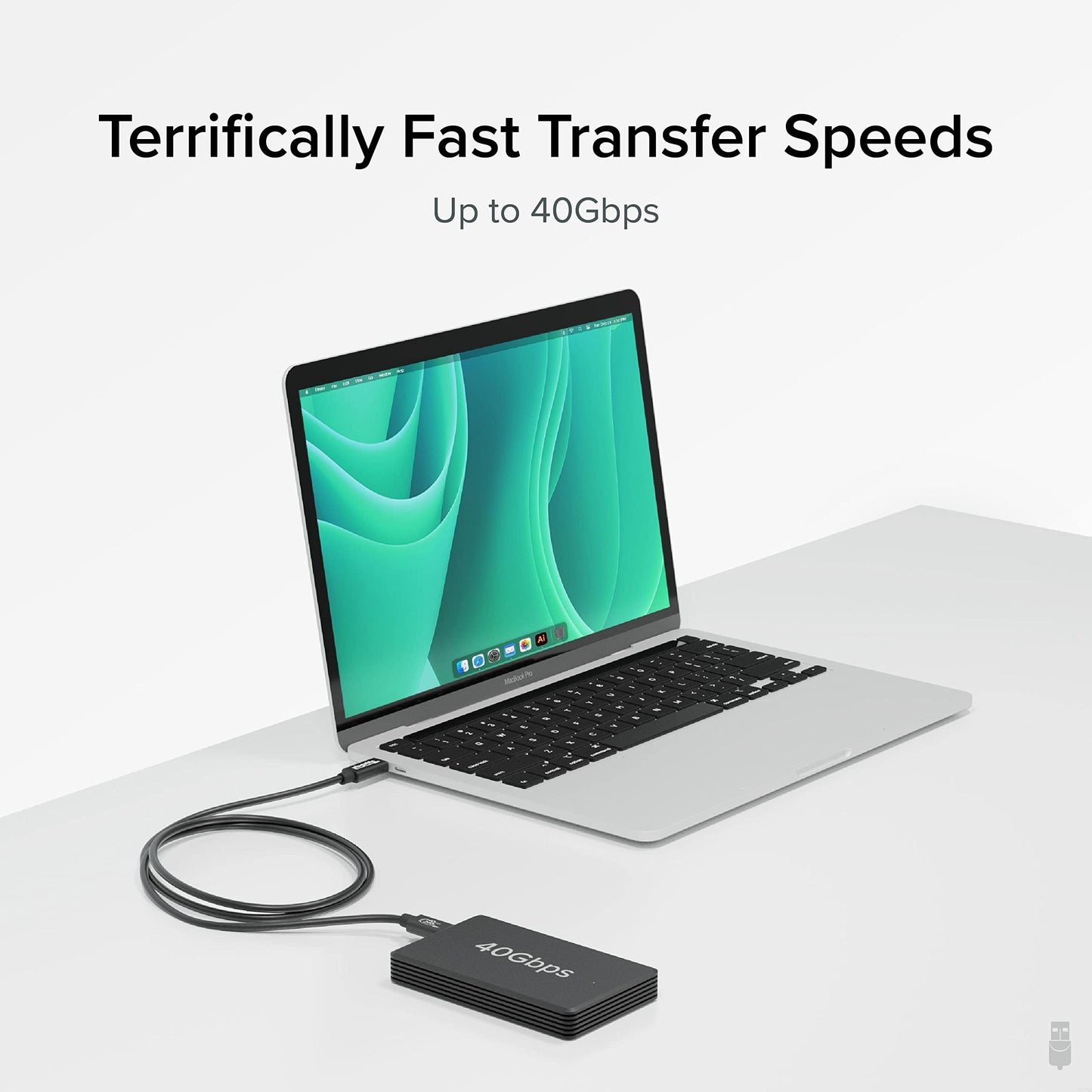 Plugable USB C Cable, 240W Charging Cable 40Gbps, 4K 120Hz, 8K 60Hz USB-C Monitor, iPhone, MacBook, iPad, Samsung Galaxy, 3.3 Feet (USBC-240W-1M)