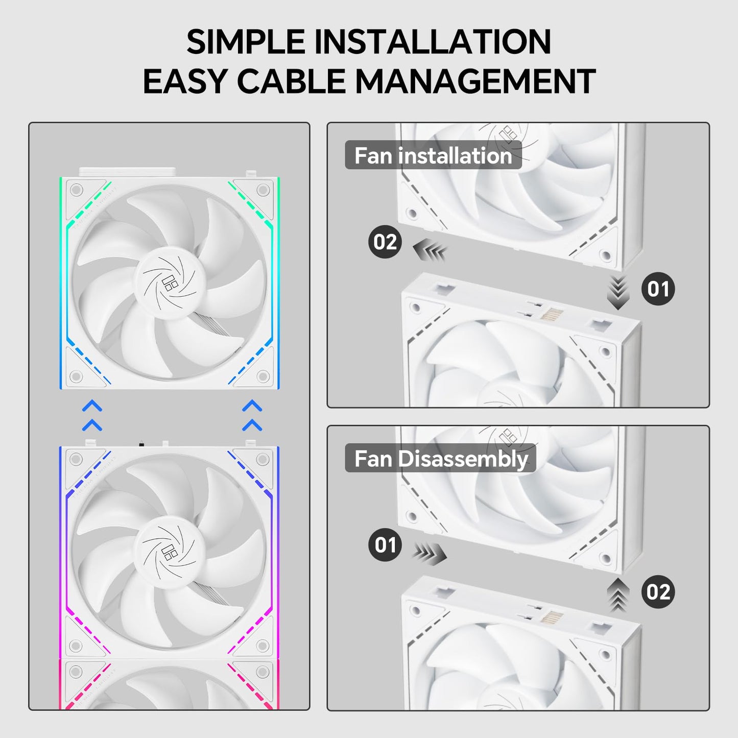 Thermalright TL-M12QW X3 120mm PC Case Fans, PWM ARGB Fans, 2000RPM High Airflow, Daisy-Chain, Infinity Mirror Lighting, 3-Pack