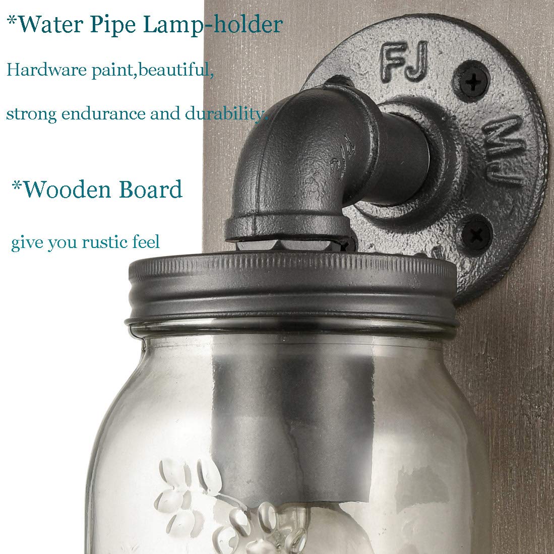 EUL Farmhouse Mason Jar Wall Sconces Hanging Wall Light, Plug-in Set of 2 2-Pack