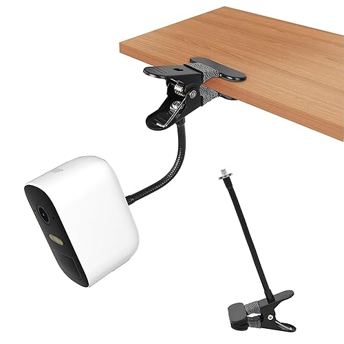 OkeMeeo Clamp Mount for Arlo Pro 5S/Pro 4/Pro 3/Pro 2/Essential/eufy/AOSU/Reolink Camera and More 1/4'' Screw Camera (Black, 1 Pack)