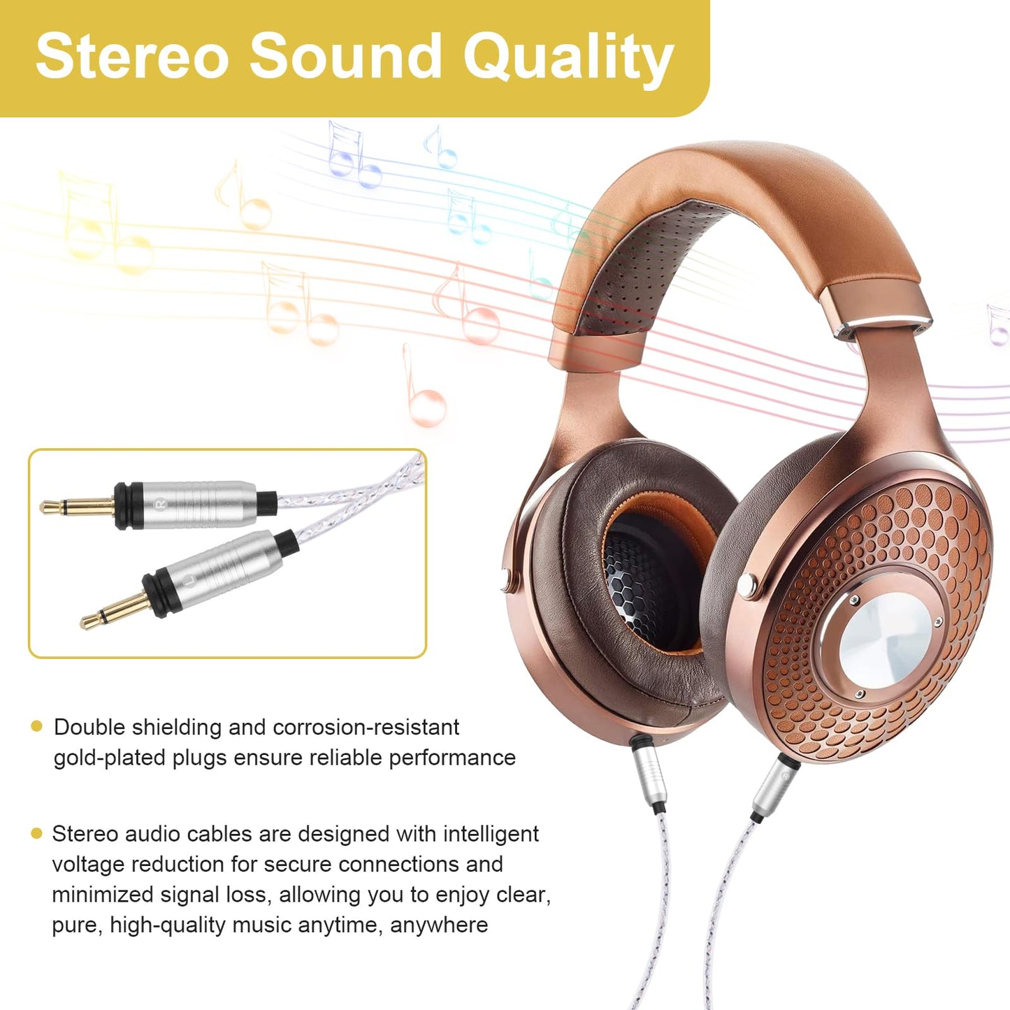 Zosvoses Focal Headphone Cable Compatible with Focal Elear, Elegia, Clear, Stellia, Celestee Headphones, Replacement Audio Cable with 6.35mm Adapter…