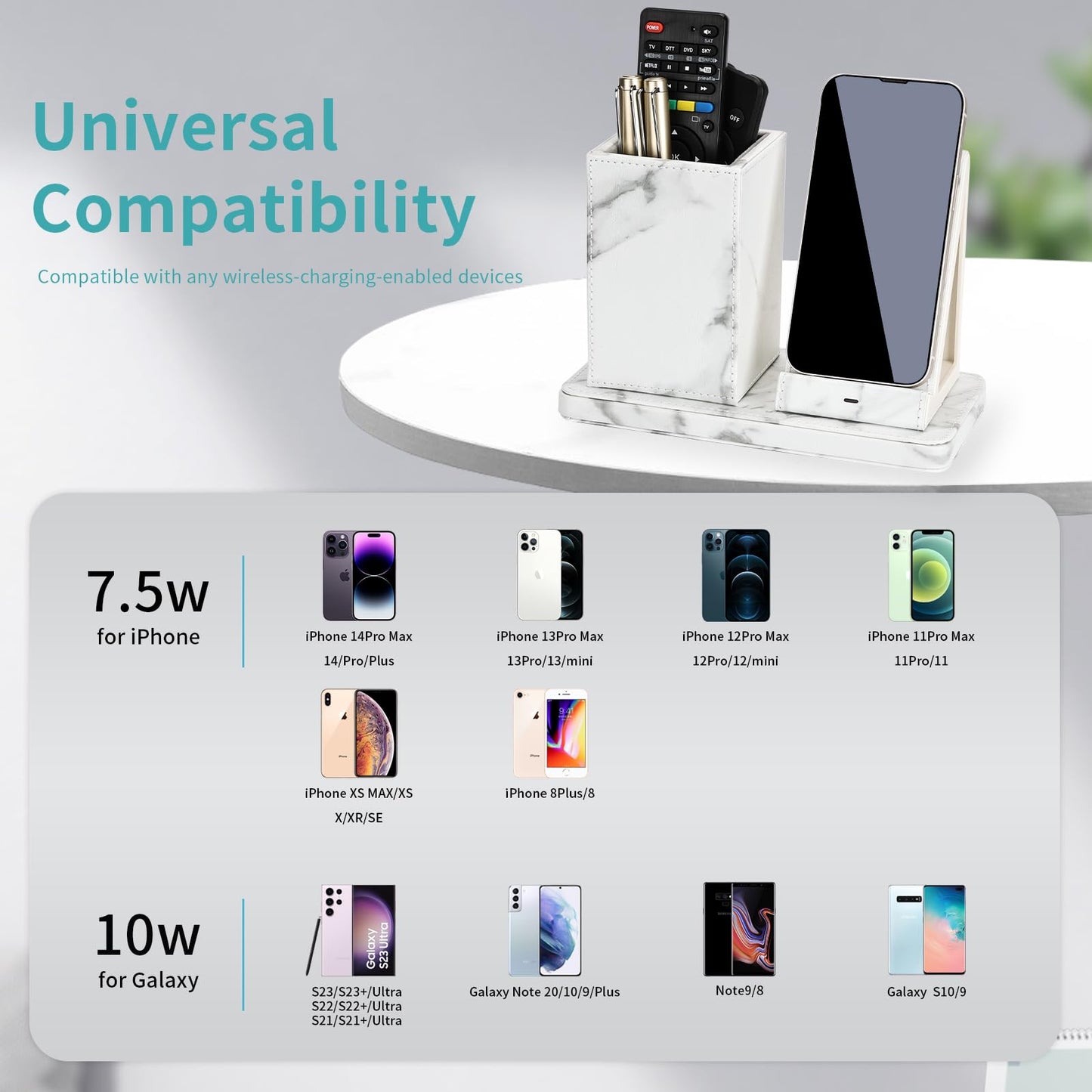 Wireless Charger with Desk Organizer, Wireless Charging Station for iPhone 13/13 Pro Max/13 Pro/12 Series/11/XS Max/XR/X/8Plus/SE 2, Wireless Charging
