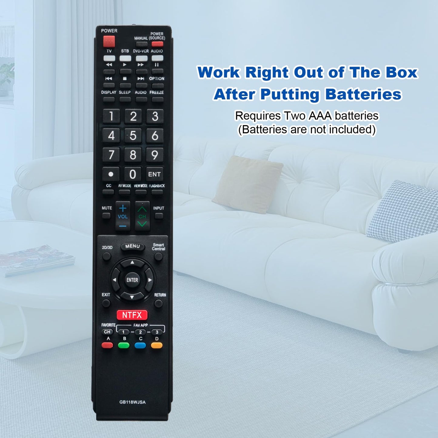 GB118WJSA Replacd Remote Control fit for Sharp TV LC-70LE660U LC-70C6600U LC-60LE660U LC-60C6600U LC-80LE661U LC-70EQ30U LC-70LE661U LC-60EQ30U