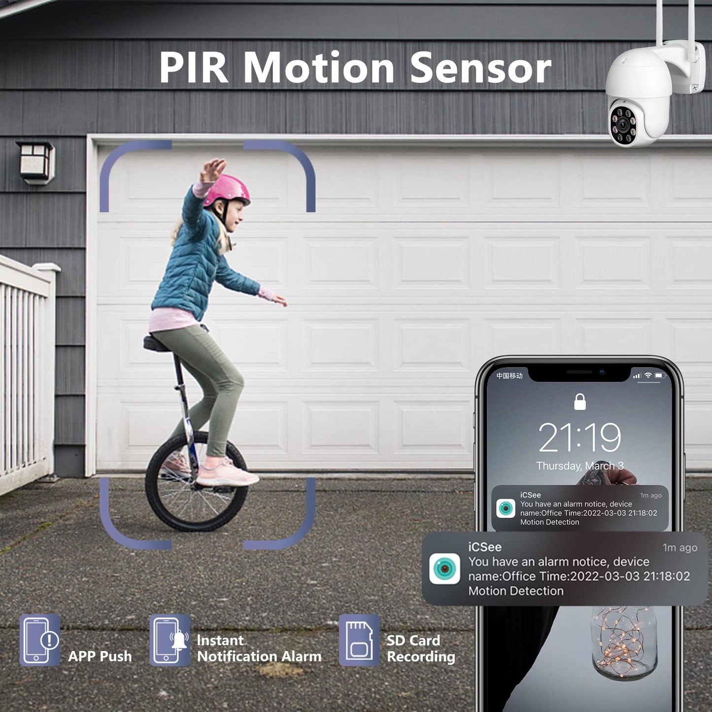 Neweyesee 2K WiFi Camera for Home Security - Outdoor 3MP Home Security Camera with Pan Tilt 360°View Color Night Vision Motion Detection 2 Way Audio