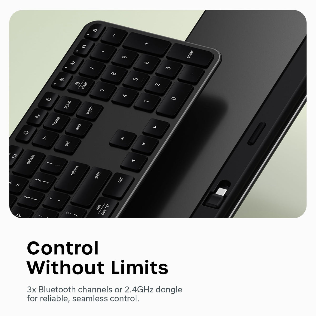 Satechi Slim EX3 Wireless Keyboard, Bluetooth & 2.4 GHz, Space Black