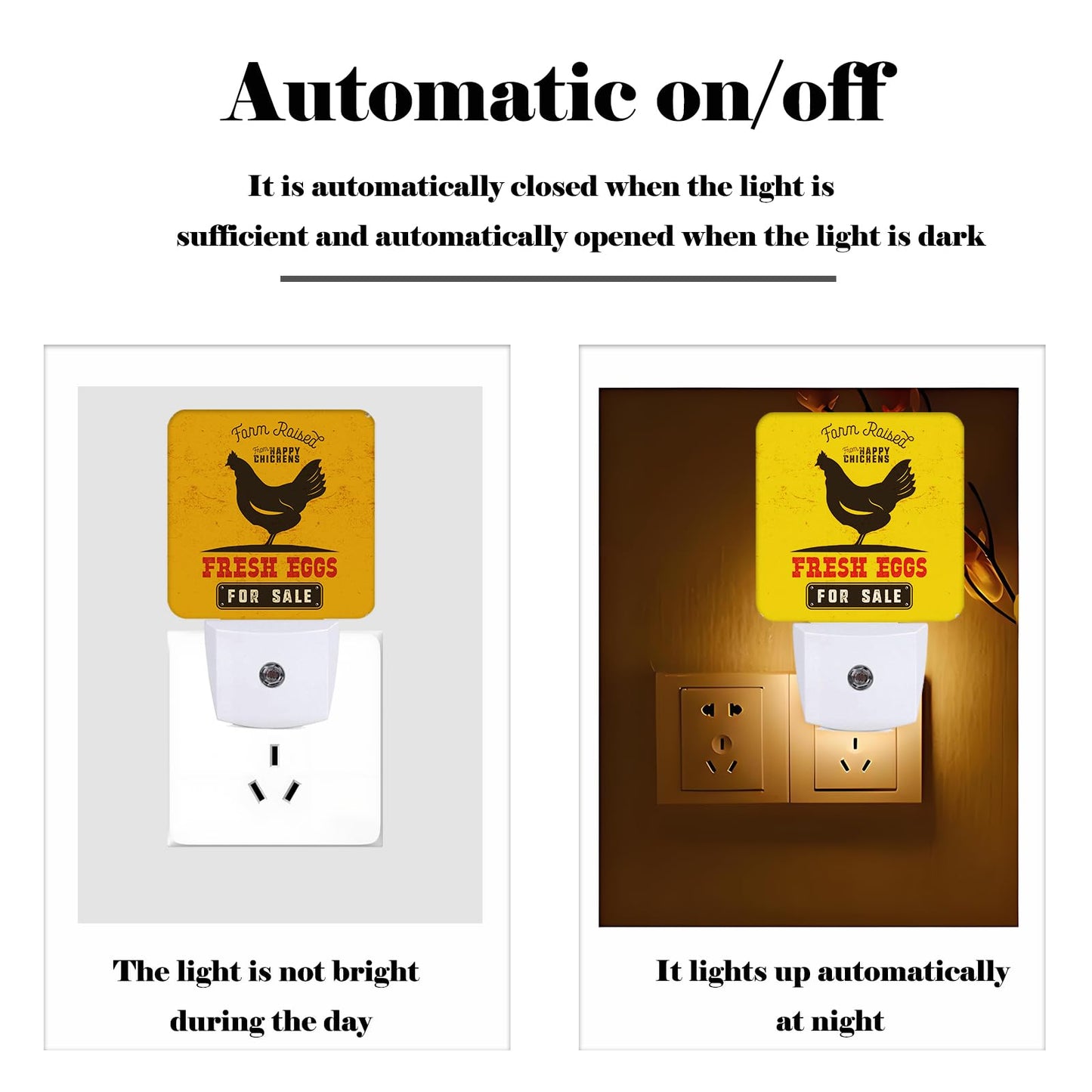 FSHVQKD Funny Chicken Night Light,Plug Into Wall for Boys Girls Bedroom Decorative Square Night Light Lamp 0.5w Sleep Friendly