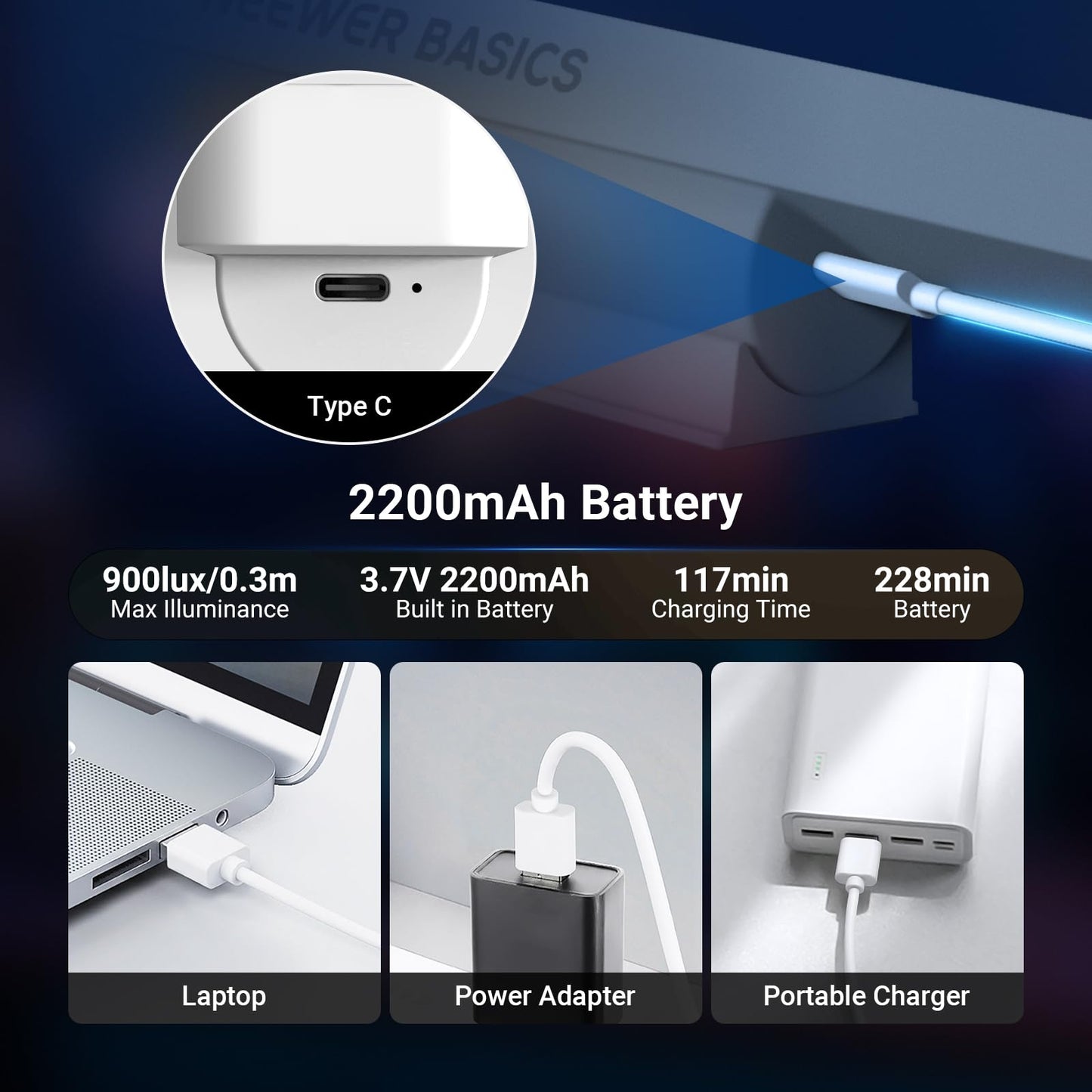 NEEWER Basics LED Chin Fill Lighting, 3W Bi Color Portable Desk Phone Selfie Photo Light, CRI90, 2200mAh Battery for TikTok Streaming Laptop Video
