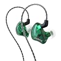 BASN in-Ear Monitor Headphones Dual Dynamic Drivers IEM Earphones Detachable MMCX Cable Musicians Earbuds Headphones (BC100 Green, with no Mic)