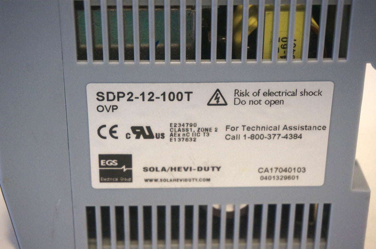 Sola/Hevi-Duty SDP2-12-100T DC Power Supply, 10-12 VDC, 3-2.5 Amp, 43-67 Hz