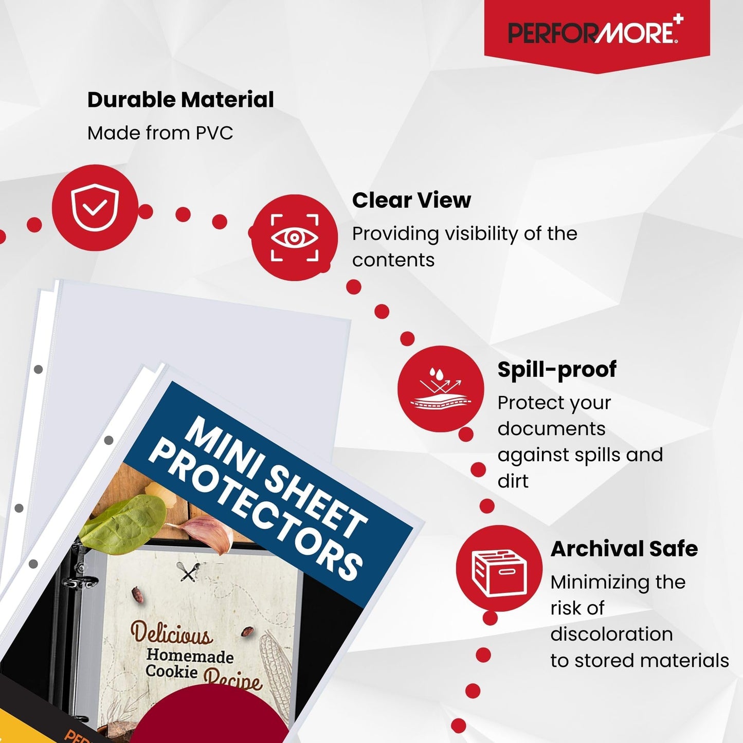 Officewerks Heavyweight Clear Mini Sheet Protectors Holds 5.5 x 8.5 Inch Sheets, Fits a 3-Ring Binder, Crystal Clear and Acid-Free with Reinforced