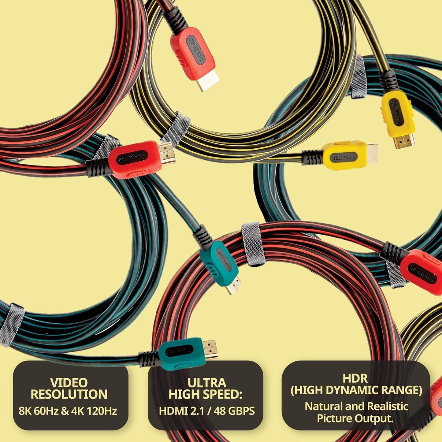 Pacroban HDMI Cable | 6 Feet | 20 Pack | Ultra High Speed 8K | eARC | 4K 120Hz | HDCP | CL3 Rated Fire-Resistant | Great for Monitor PC Laptop