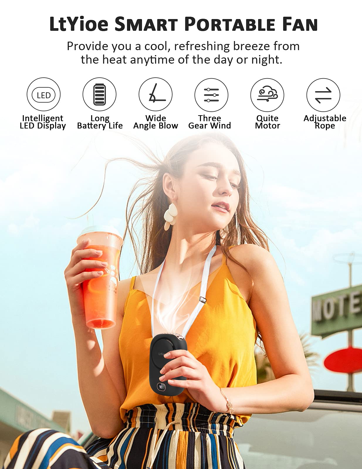 LtYioe Mini Fan Mini Handheld Fan Portable Fans USB Rechargeable, Personal Desk Fan Multifunctional with Strong Airflow, LED Smart Display and 3 Speed
