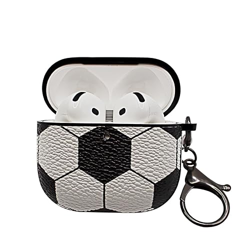 for Airpods 4 Case Cover,Soccer Shockproof Case Cover for Earphone Airpods 4 with Keychain Front LED Visible