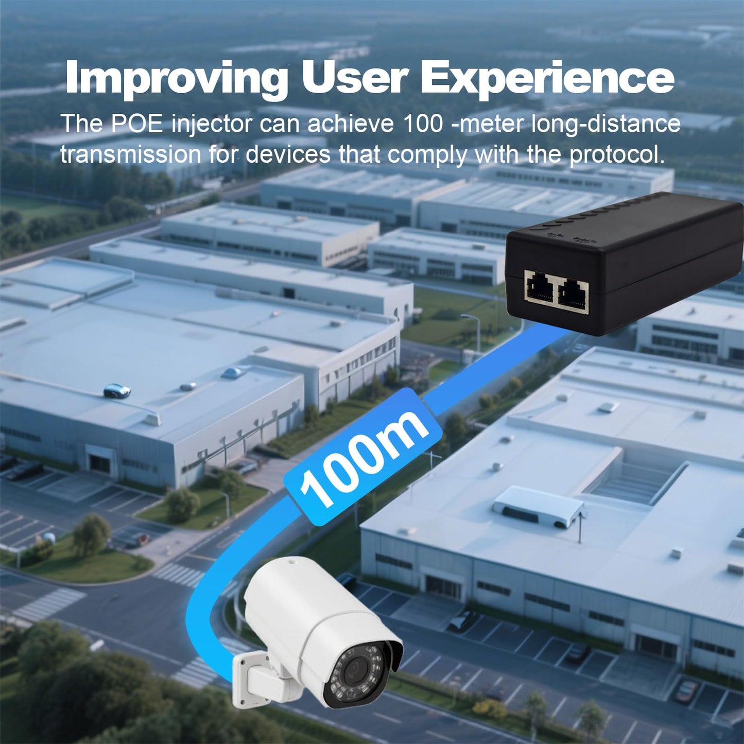 Gigabit PoE+ Injector Adapter 48V Power Over Ethernet Plus - 10/100/1000Mbps, IEEE 802.3af/at Compliant -Delivers 15.4W (PoE) or 30W (PoE+) Power Over