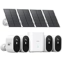 aosu Solar Security Cameras Wireless Outdoor, 4-Cam Kit, 2K QHD Home Security System with 166° Ultra-Wide Angle, Color Night Vision, 60 Days aosuBase