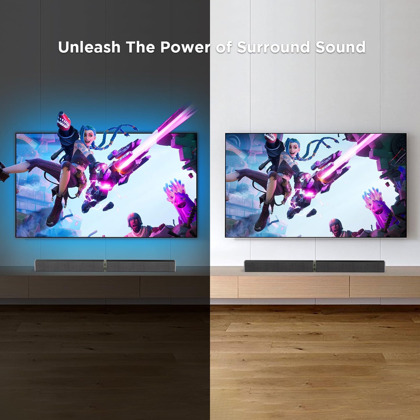 MZEIBO Sound Bar for Smart TV?80W Detachable Bluetooth Soundbar with Powerful Bass, 2-in-1 Home Theater Audio System, ARC/Optical/AUX Connectivity
