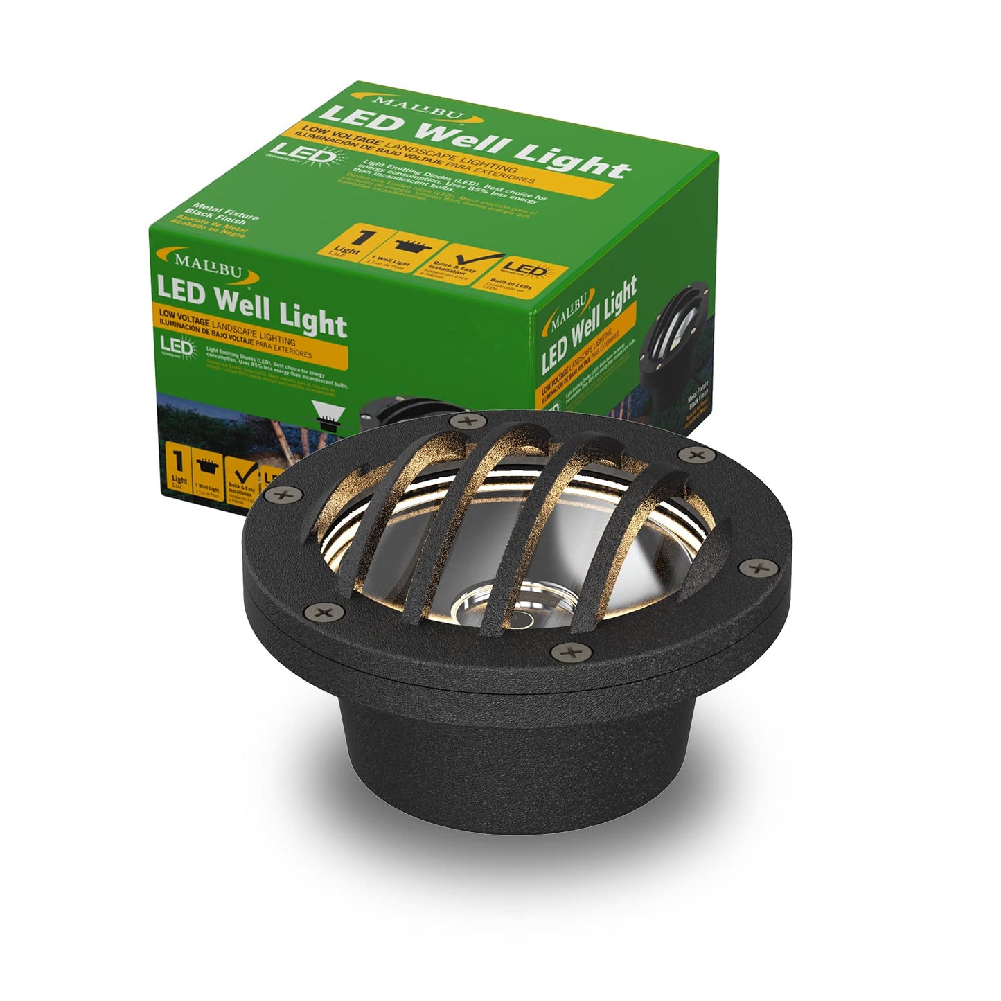 Malibu Low Voltage Well Lights 4W LED Outdoor Landscape Deck Lights 12V Well Light 200Lumen in-Ground Light 2800K Warm White with Connector & Stake