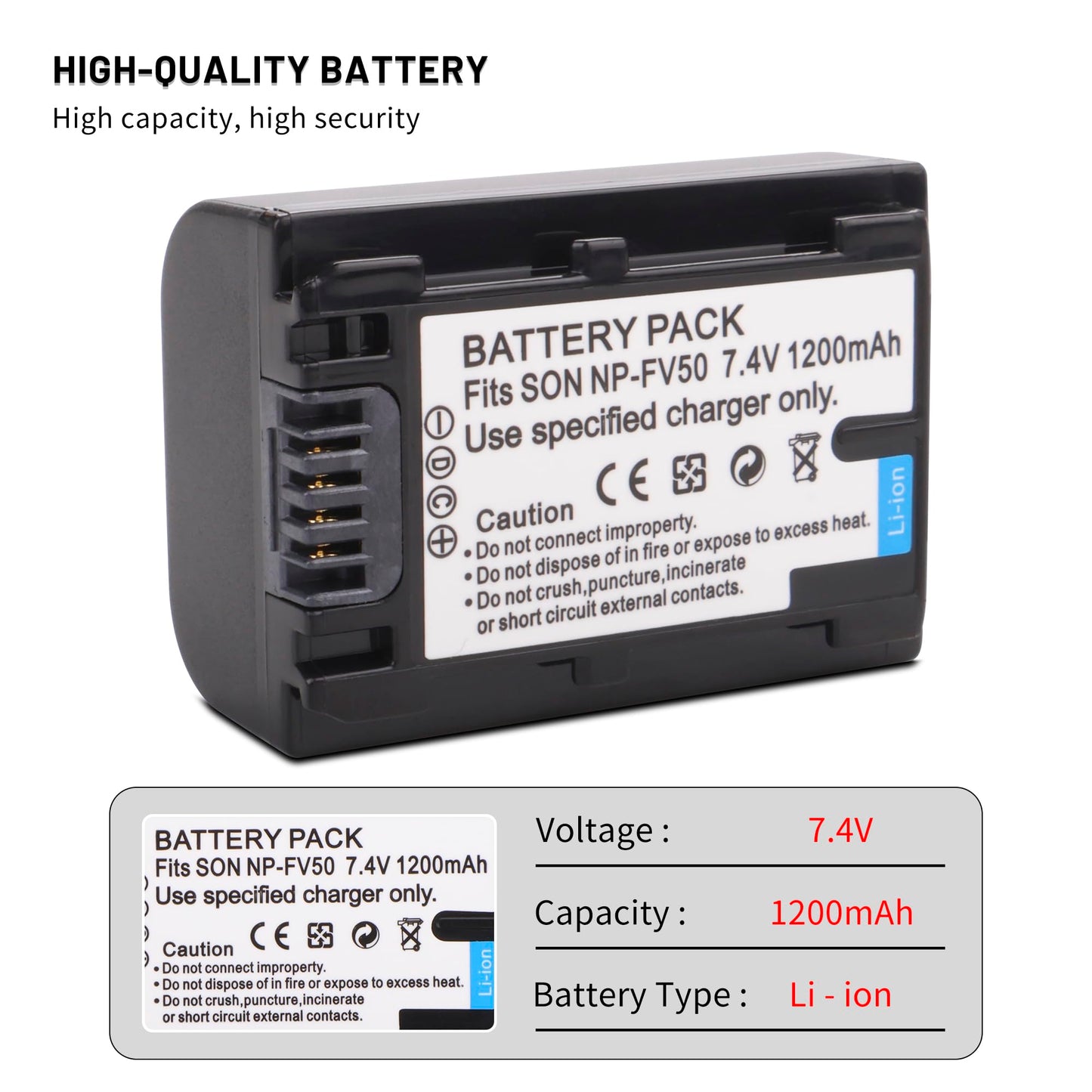 2-Pack NP-FV50 Battery with USB-C Smart LCD Dual Charger for Sony NP-FV30,NP-FV40 Batteries;Sony FDR-AX53 HDR-CX230 HDR-CX220 CX330 CX380 CX455 CX900