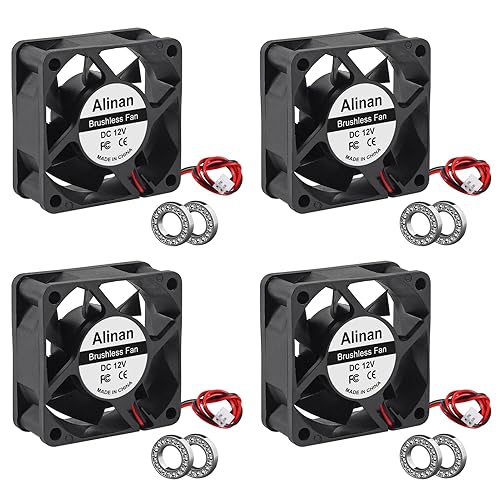 Alinan 4pcs 6025 60mm x 25mm 12V Dual Ball Bearings Brushless Fan 2Pin DC Cooling Exhaust Fan for Radiator DIY Air Exhaust Vent Cooling