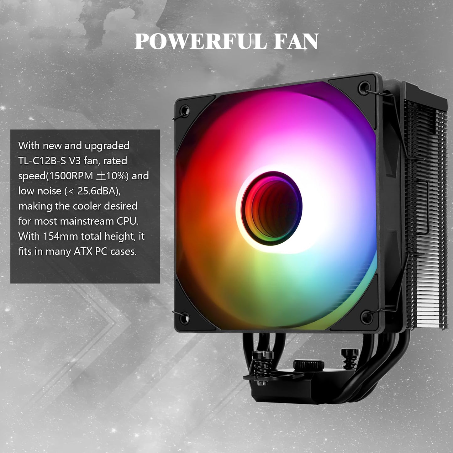 Thermalright Assassin Spirit 120 Vision ARGB Black, with Black Top Cover, CPU Air Cooler, PC Cooling,240 * 240 Resolving Power IPS LCD