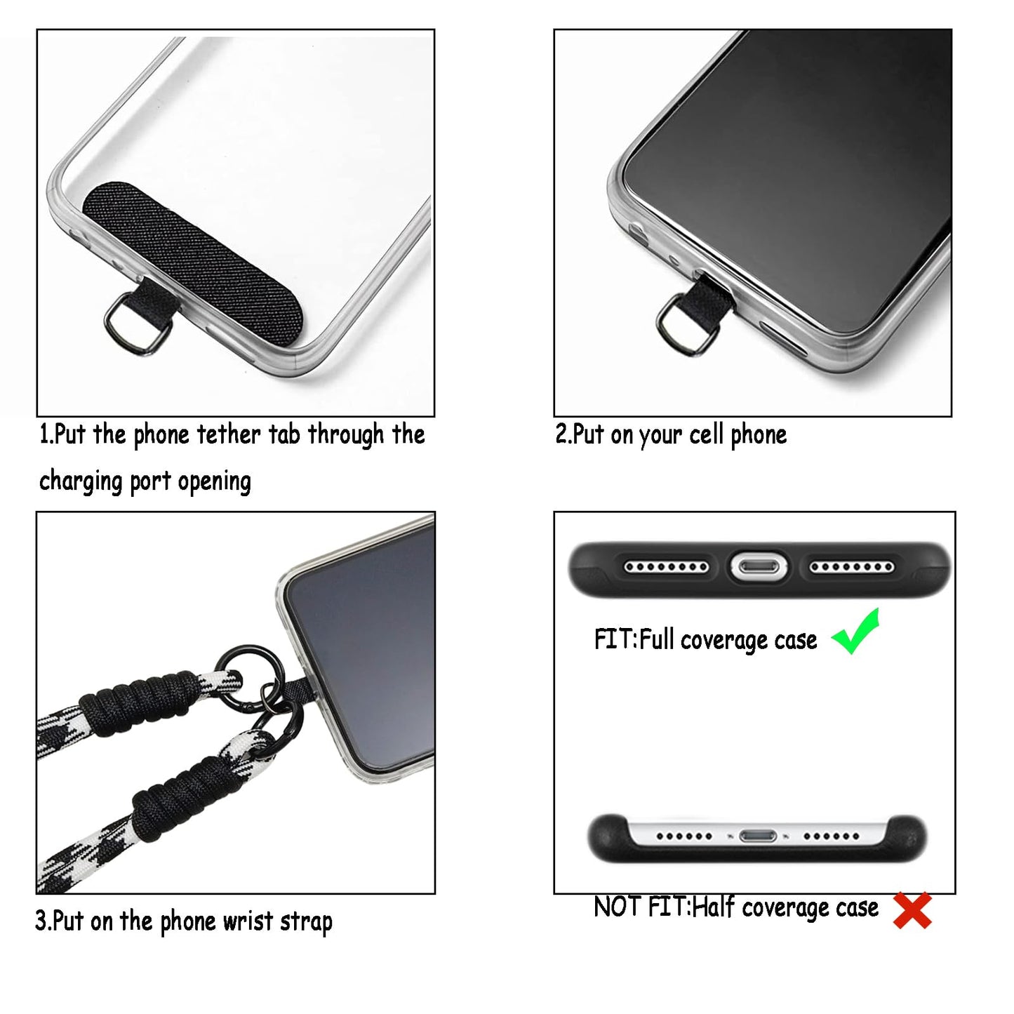 ISEMRO 2Pcs Phone Wrist Strap,Universal Cellphone Lanyard with 4pcs Tether Tab (Green+Rose Red)