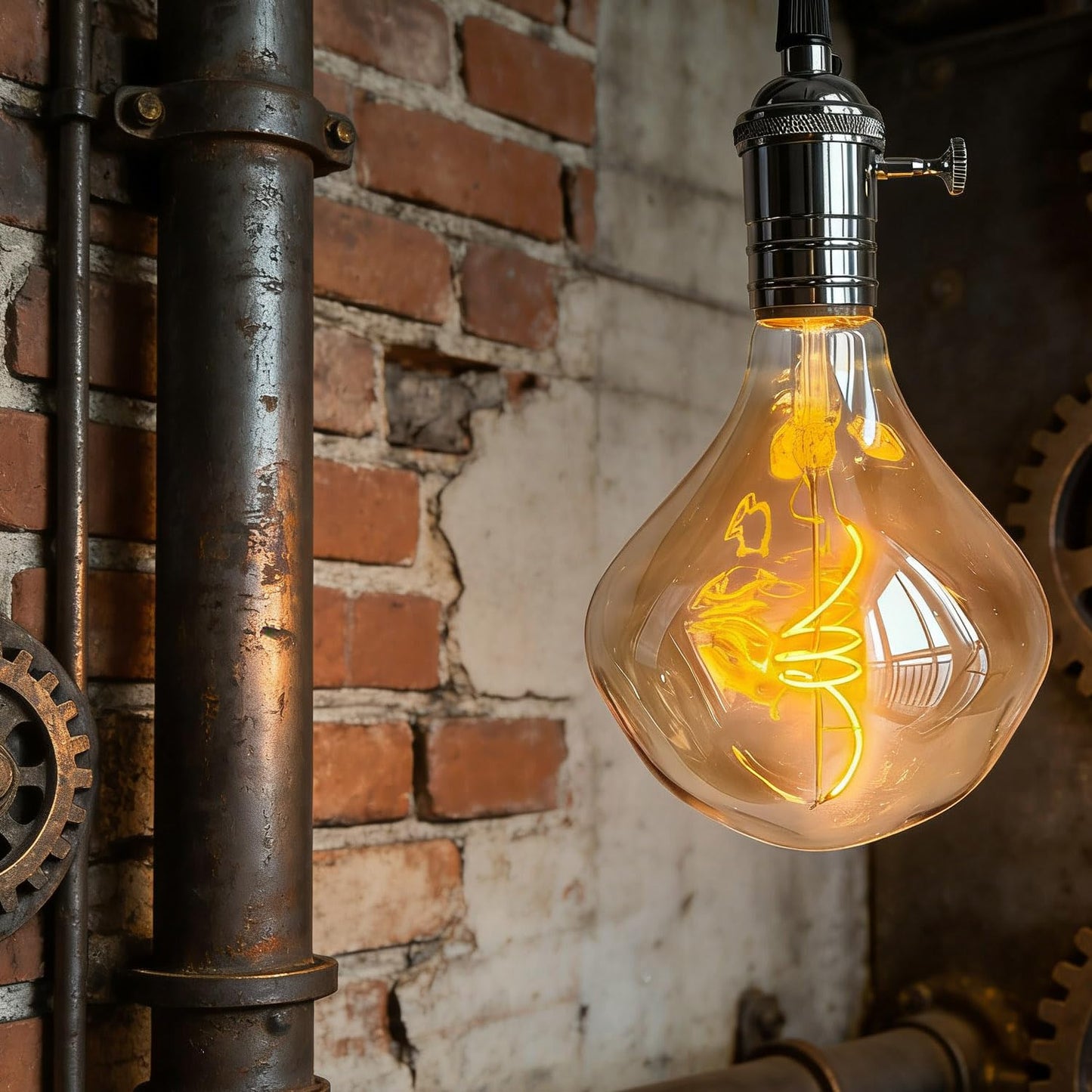 xinfulin Vintage Edison G40 LED Bulb, 4W=25W Equivalent, 200 Lumens, 2000K Warm Amber, Dimmable E26 Base, Irregular Alien Globe Shape, 110-130V