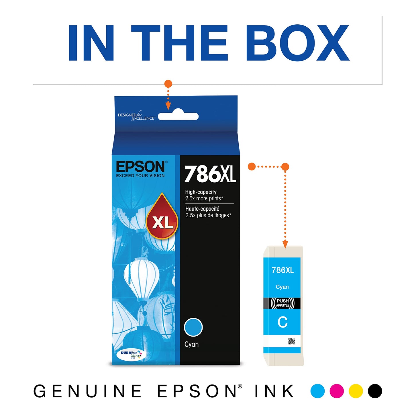 EPSON 786 DURABrite Ultra Ink High Capacity Cyan Cartridge (T786XL220-S) Works with WorkForce WF-5110, 5190, 5620, 5690