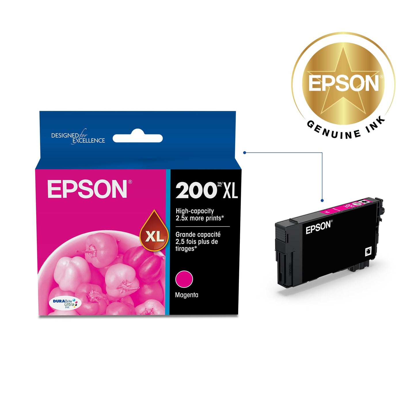 EPSON 200 DURABrite Ultra Ink High Capacity Magenta Cartridge (T200XL320-S) Works with WorkForce WF-2520, 2530, 2540, Expression XP-200, 300, 310