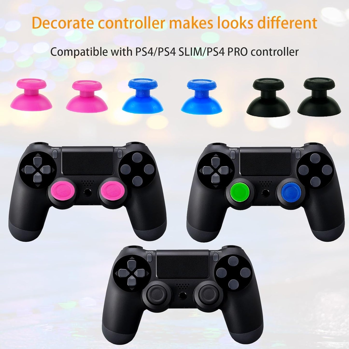 CDHKOZ 10PCS Replacement Kits Analog Joystick Thumb Stick Thumbsticks for PlayStation 4 PS4 Slim Pro Controller (Blue)