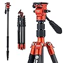 Fotopro 59" Carbon Fiber Travel Tripod with Fluid Head Detachable Monopod with Quick Release Plate and Bag Camera Tripod Load up to 8KG/17.63lbs X-go
