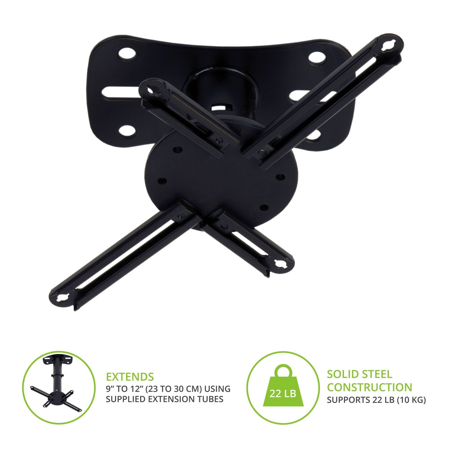 Kanto P101 Universal Projector Ceiling Mount | Solid Steel Construction | Easy to Install | Black