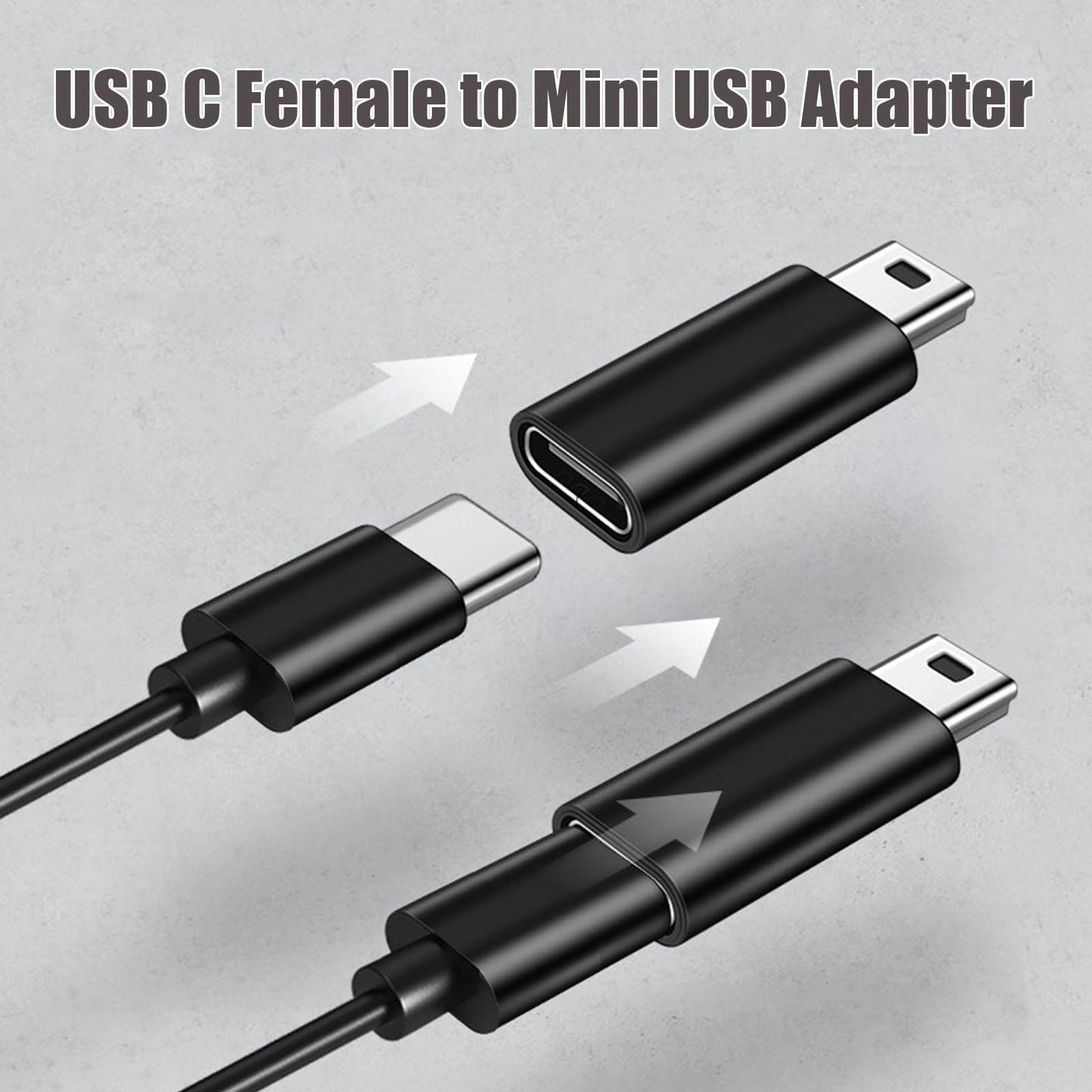 4Pack USBC to Mini USB Adapter, USB Mini to Usbc Adapter Supports Charge & Data Sync Compatible with Digital Camera,GPS Receiver,Dash Cam,MP3 Player…