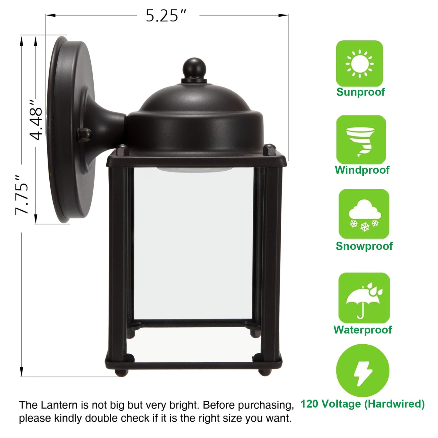 LIT-PaTH Outdoor LED Wall Lantern, Wall Sconce Porch Lighting Fixture, 3000K Warm White, 9.5W 800 Lumen, Aluminum Housing Plus Glass, Bronze Finish-2