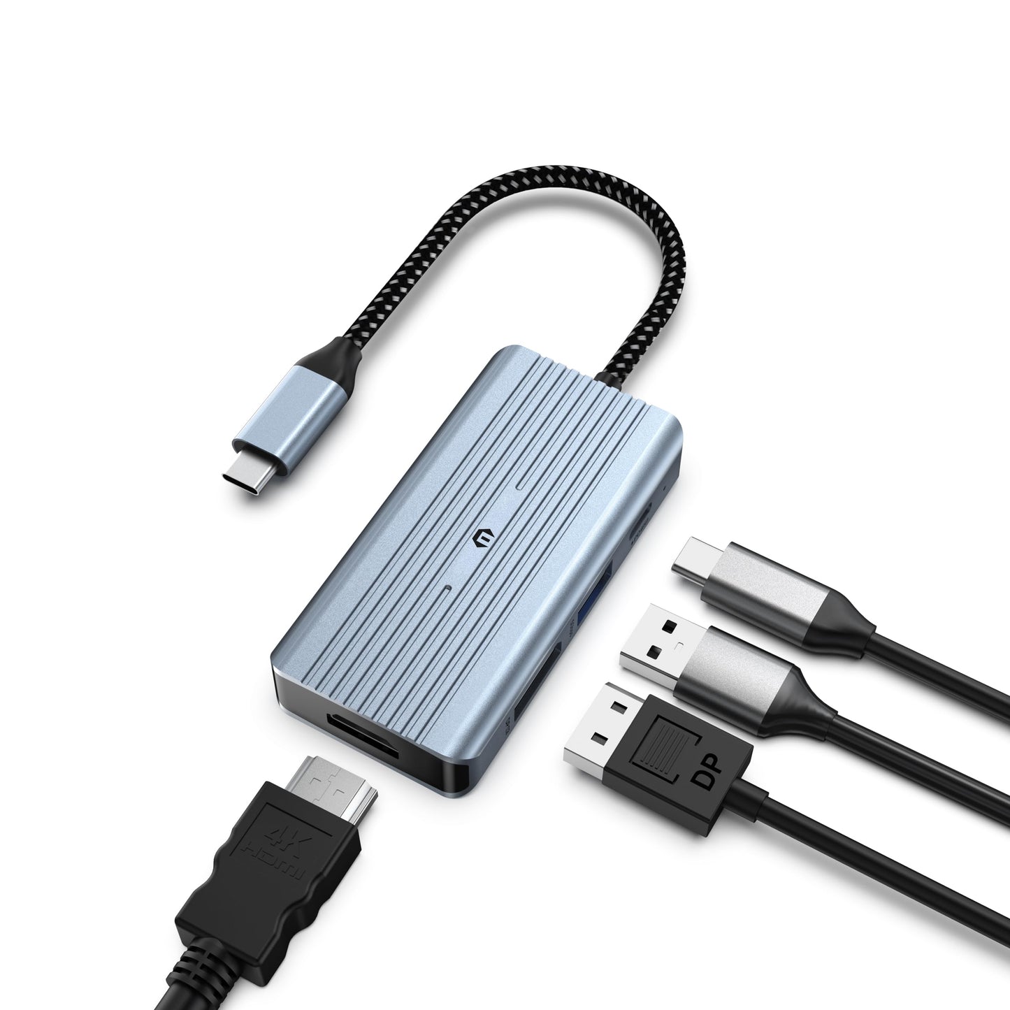 oditton USB C Hub, 4 in 1 USB C Hub, Dual Display 8K@30Hz HDMI 8K@30Hz DP, 100W USB-C PD Charging Port, USB 3.0, 4 Port Docking Station for Laptops