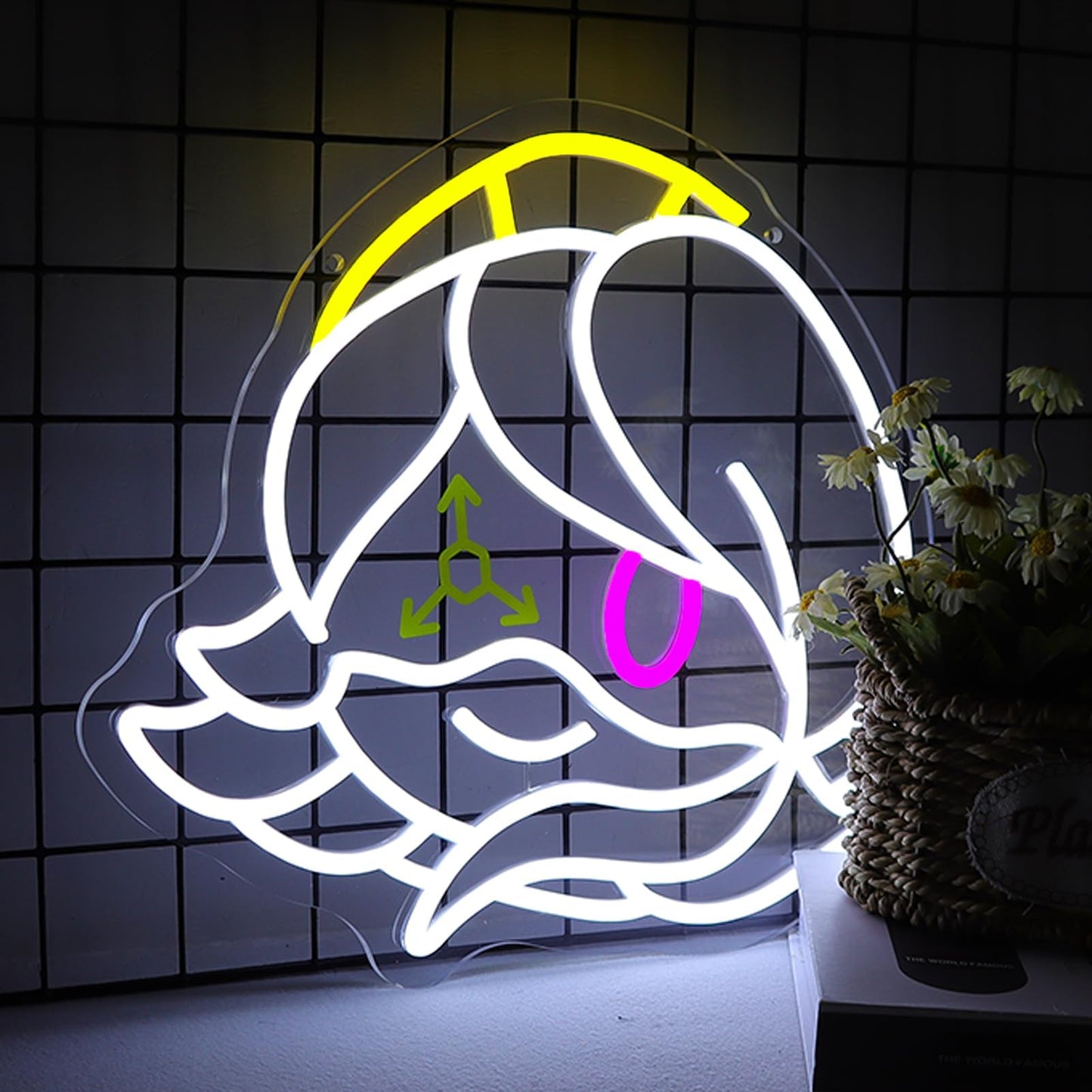 VIIFF Murder uzi Anime Robot Girl Neon Sign for Wall Decor, Dimmable USB Powered LED Neon Light, Futuristic Cyberpunk Lamp for Gaming Room Bedroom