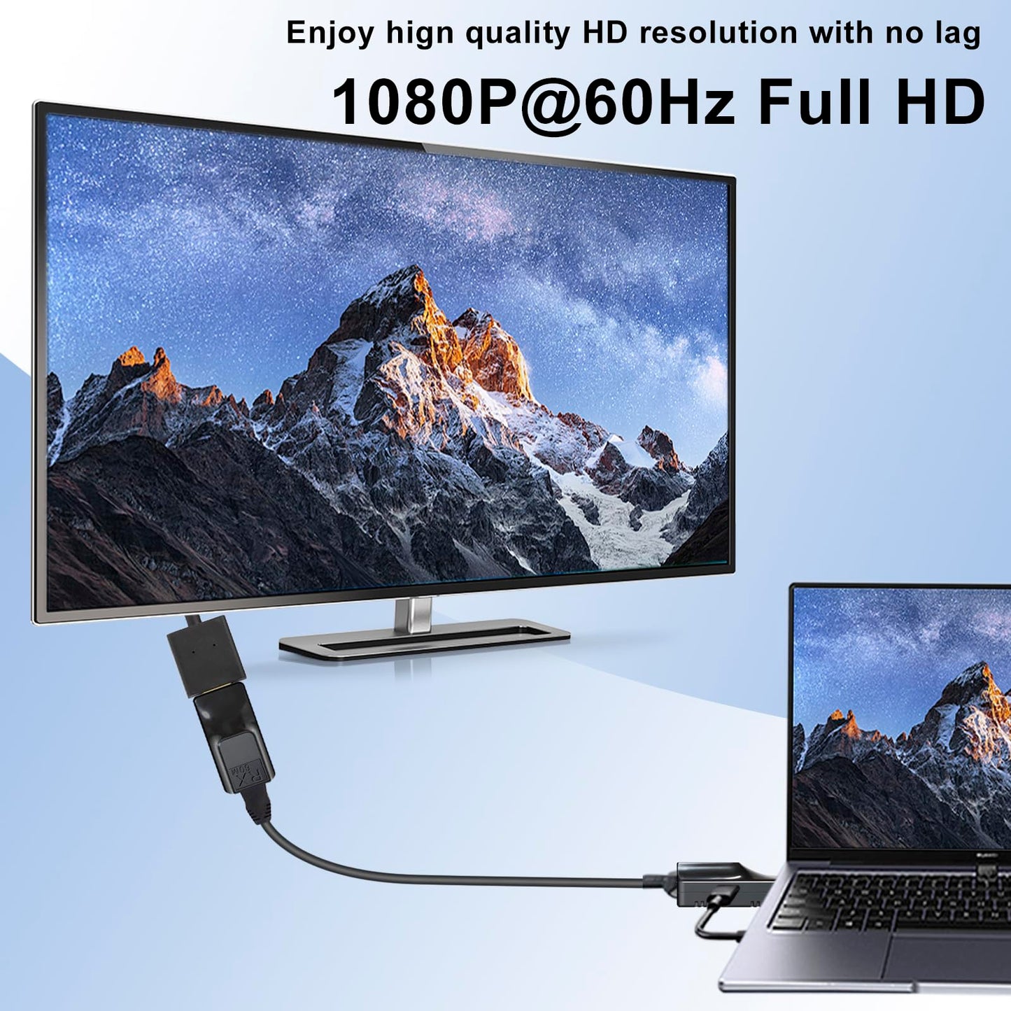Sitechylor Hdmi Over Ethernet 196ft Audio 1080p@60hz Video Over Cat5 Cat6 Ethernet Cable Plug and Play with HDMI Converter Cable,Type-C Power Cable