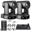2 x PTZOptics Move 4K SDI/HDMI/USB/IP PTZ Camera with 30x Optical Zoom (Gray) (PT30X-4K-GY-G3) + PTZOptics SuperJoy PTZ Camera Joystick Controller