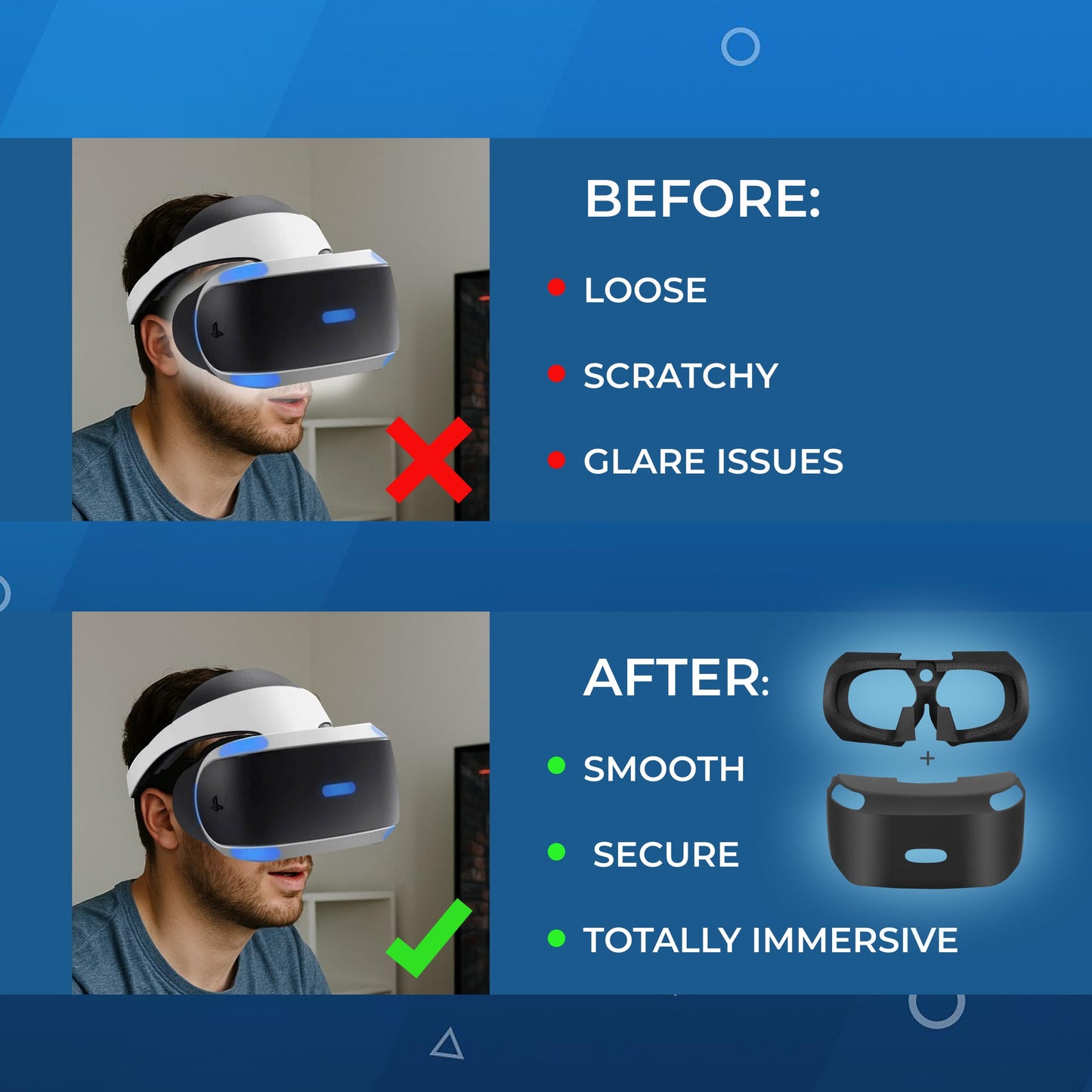 Skywin PSVR Replacement Light Shield and Protective Silicone Skin for PlayStation VR Headset