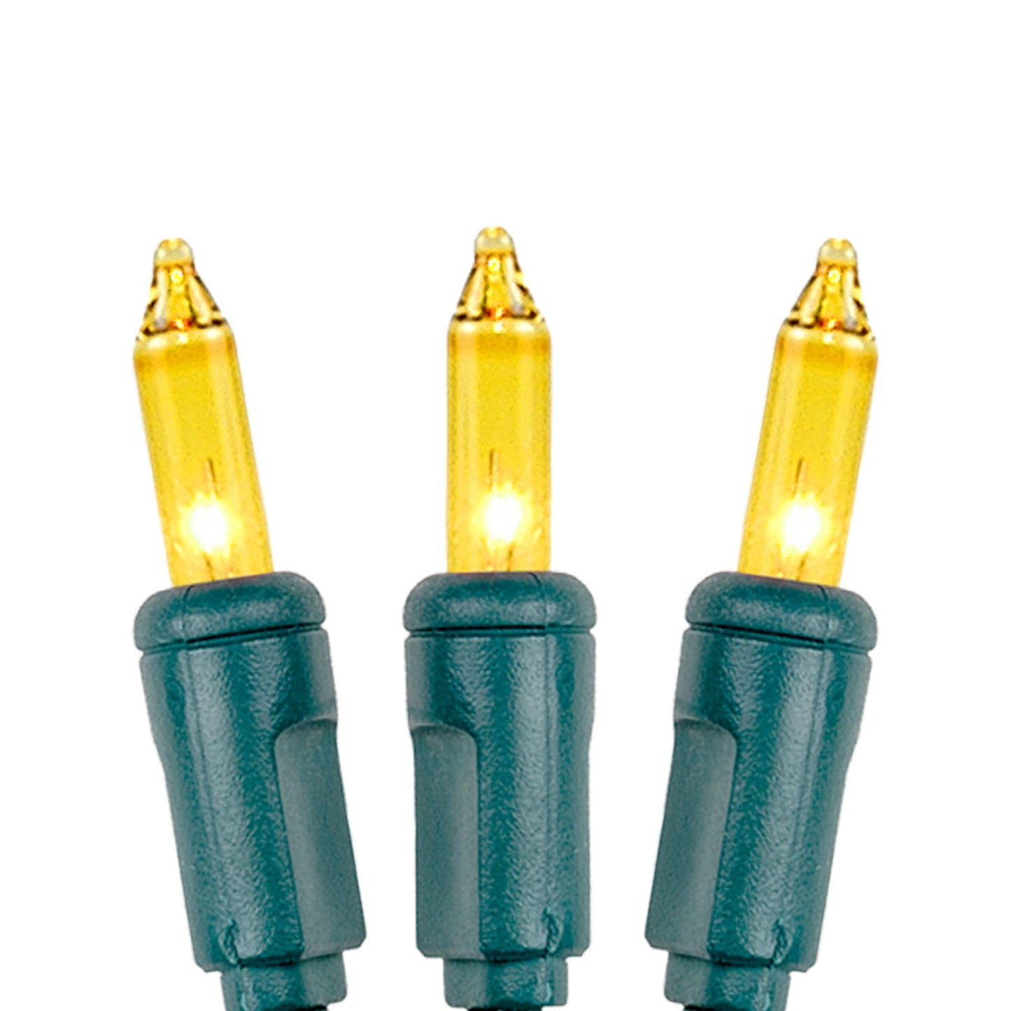 Novelty Lights 11 Feet 50 Bulbs Traditional Incandescent Mini Lights, Yellow on Green Wire with 2.5" Spacing, Commercial Grade and UL Listed
