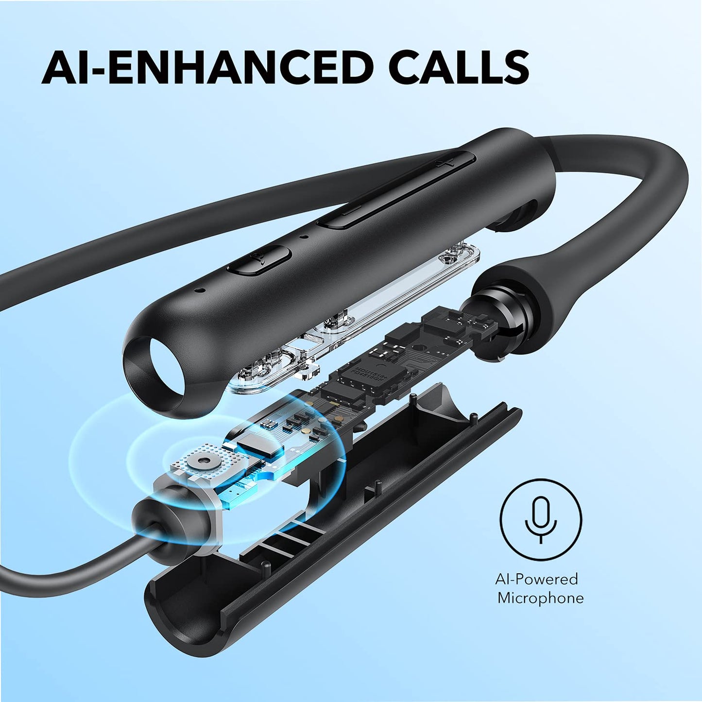 Soundcore by Anker Life U2i Wireless Neckband Headphones, 10mm Drivers with BassUp Technology, 24H Playtime, AI-Enhanced Calls, Foldable