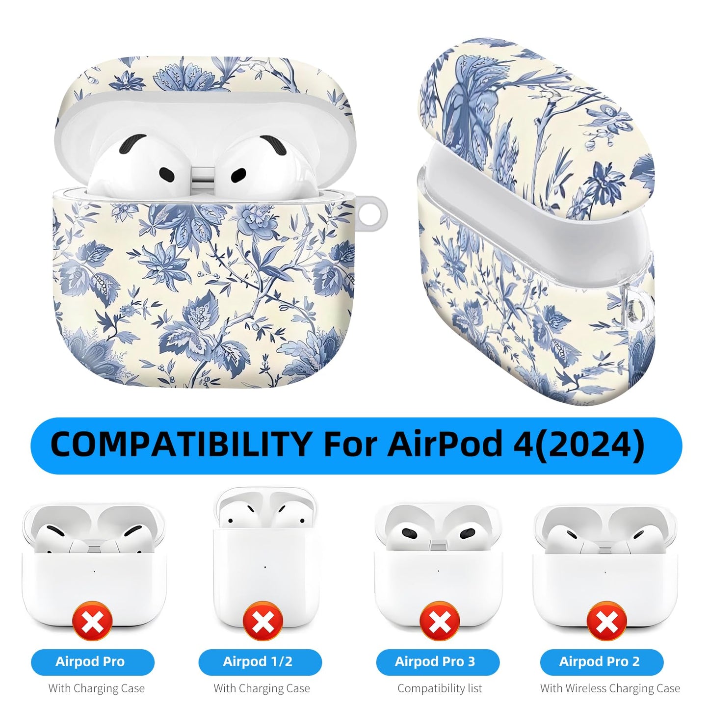 Compatible with AirPod 4,2024, The Full-Protection Shockproof Wireless Earphone case Comes with a Cute and Beautiful Strawberry Keychain Pendant