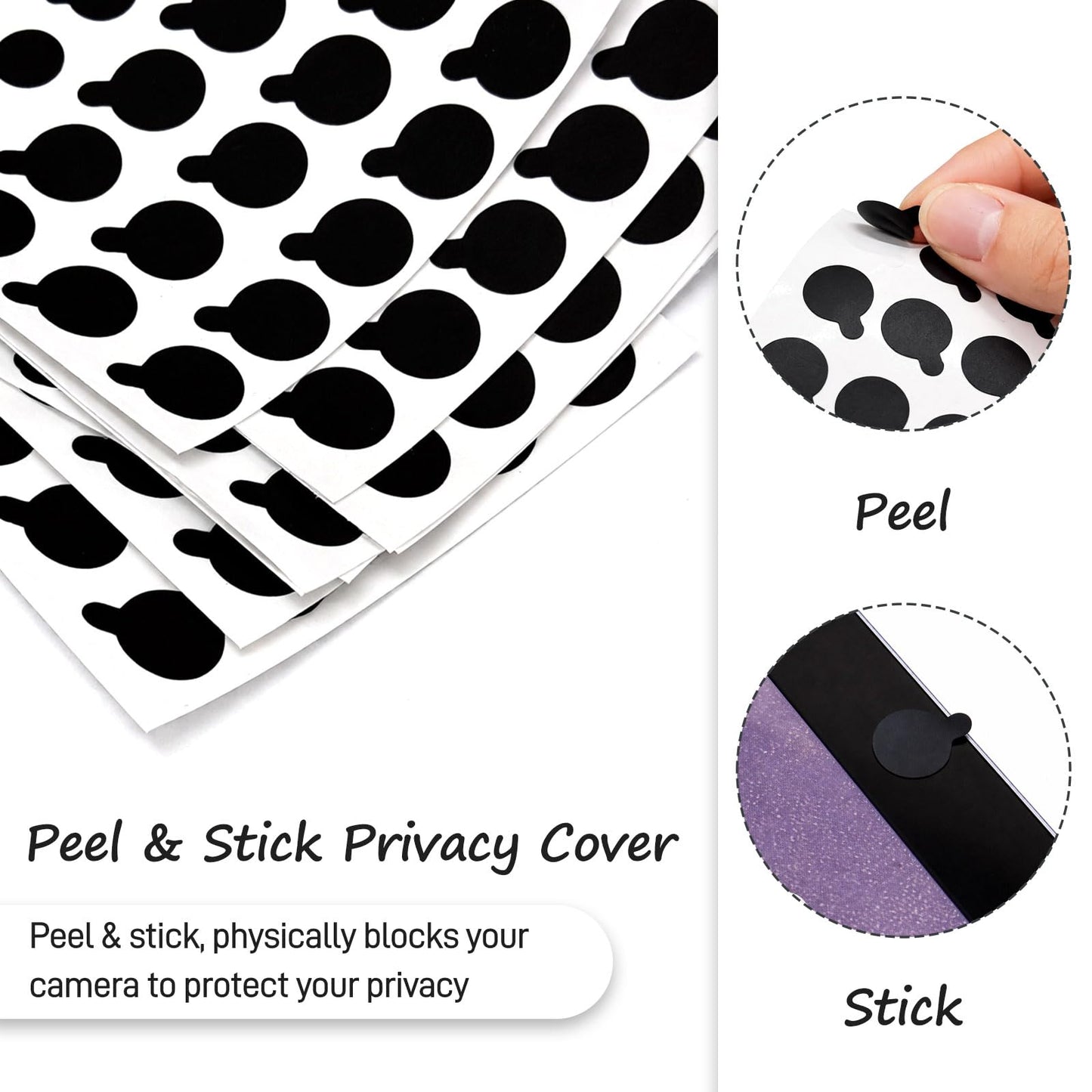 Mnvhoky Solid Color Webcam Privacy Stickers, Anti-Peeping Camera Cover Tabs, Reusable Low-Tack Vinyl Covers, Multi-Size Black Sheets (7 Pack, Matte