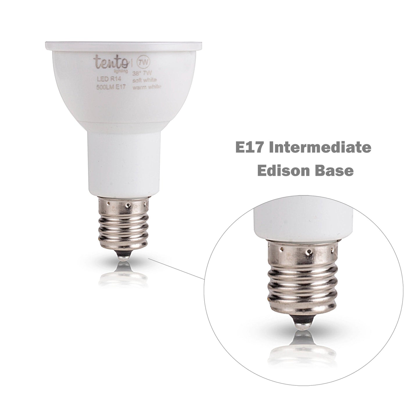 tento Lighting E17 R14 LED Reflector 40w Halogen Replacement Intermediate Base Spotlight (Warm White)