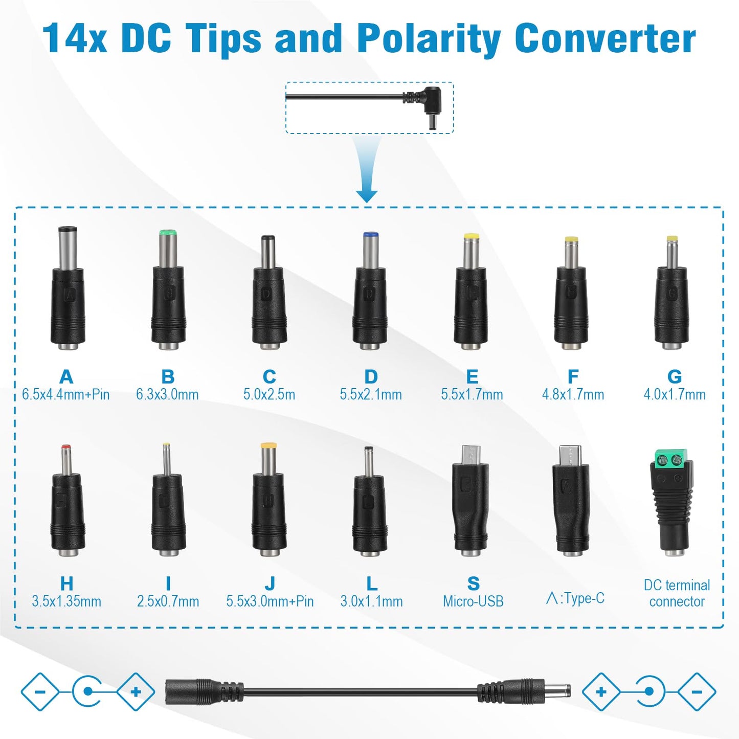 Universal Power Supply Adjustable 3V~12V 12A 144W Variable Switching Power Adapter,3V 4V 5V 6V 7V 8V 9V 10V 11V 12V, Variable DC Power Supply with 14…
