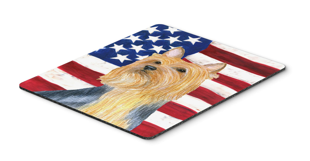 Caroline's Treasures SS4250MP USA American Flag with Silky Terrier Mouse Pad, Hot Pad or Trivet for Home Office Gaming Working Computers Laptop Mouse
