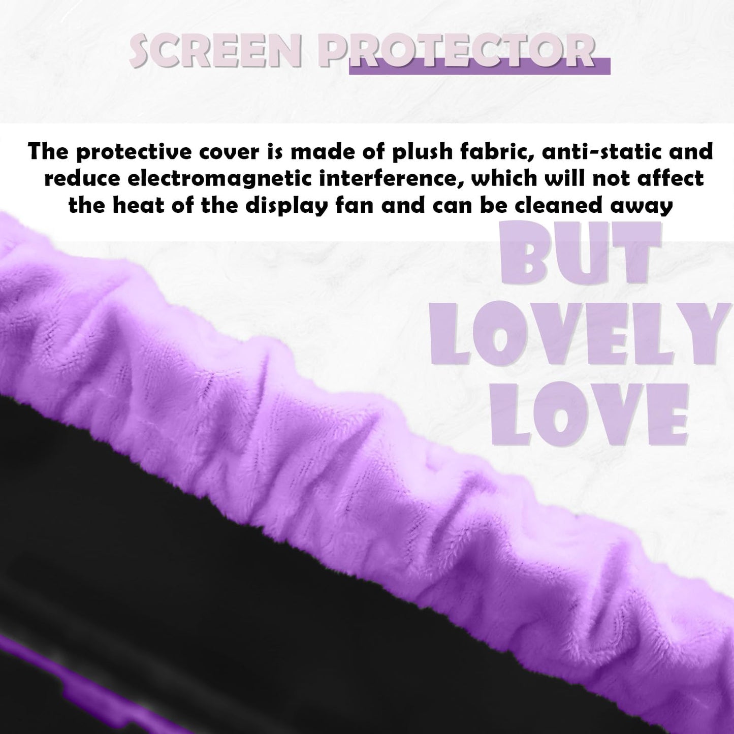 Kakurookie 23'' - 34'' Computer Monitor Protective Cover with Cat Ear Design, Cute Monitor Dust Cover with Furry Design, Elastic Dustproof, Suitable