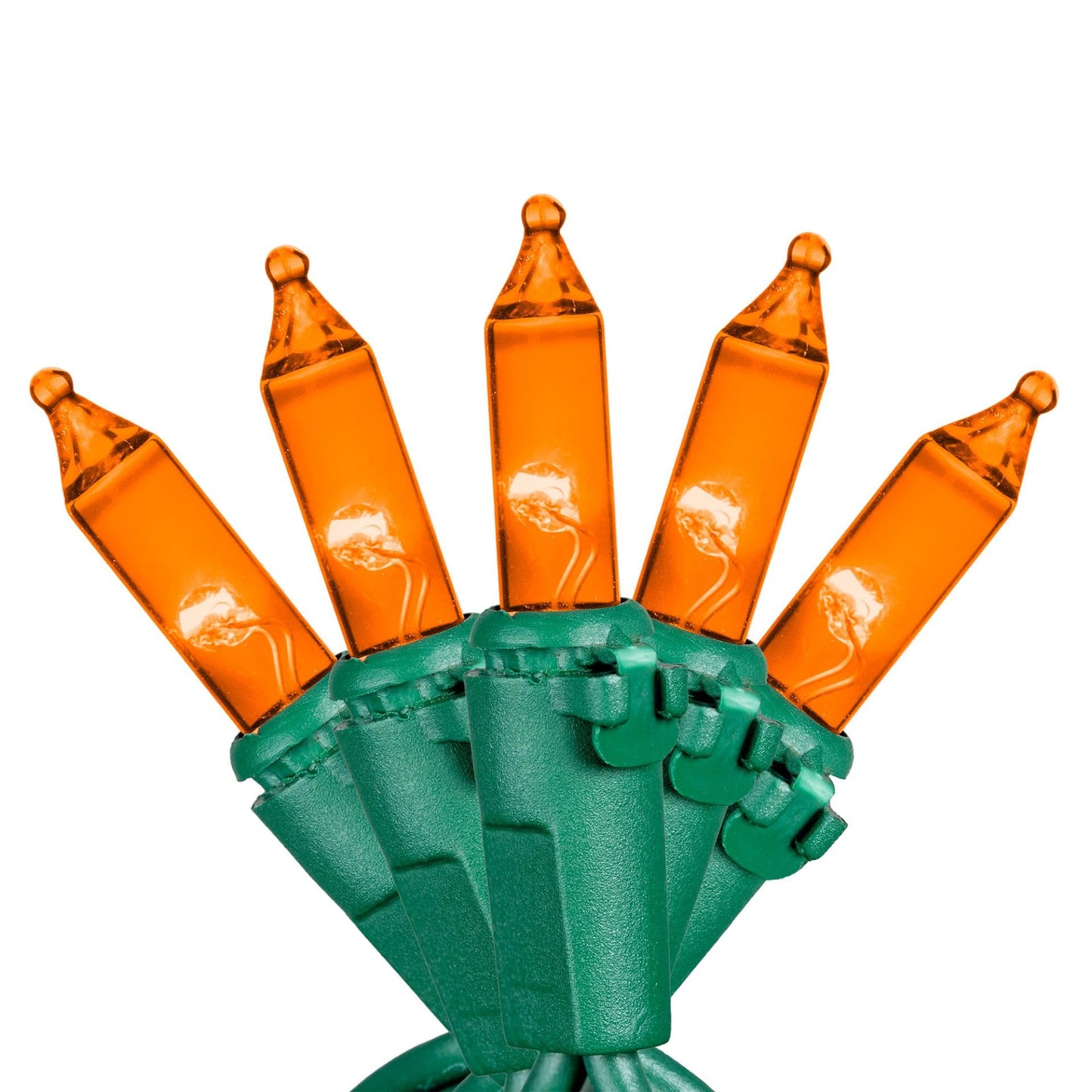 Novelty Lights RetroGlo Orange LED Mini Lights, 50 Bulbs, Green Wire