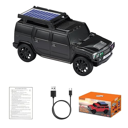 WSTER WS-696 Solar Bluetooth Replica Speaker - Portable Modern Off-Road Car Design with HD Sound, TWS, LED Party Light, USB/TF Playback, FM, Built-in
